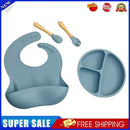 4x Silicone Food Plates Set Anti Slip Baby Feeding Food Accessories (Grey B
