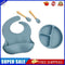 4x Silicone Food Plates Set Anti Slip Baby Feeding Food Accessories (Grey B