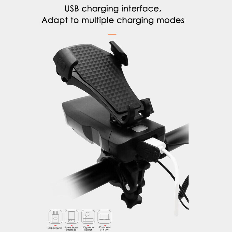 4000mAh 4"" 1 LED Bicycle Mobile Phone Holder with Headlight 120dB Bell Horn