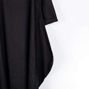 Plus Size Batwing Sleeve Rope Pure Color Linen Women Maxi Dress (Black 2XL)