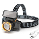 XPE LED Headlights Sensor Headlights Solar + USB Rechargeable Headlamp