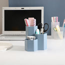 3 Lattices Makeup Brush Storage Box Cosmetics Pen Holder Organizer (Blue) Newly