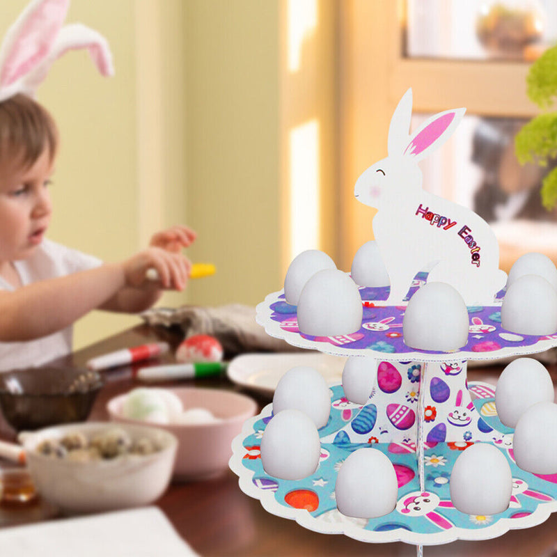 2 Layers Easter Egg Tray Party Dessert Cupcake Display Holder (A Bunny)