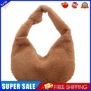 Women Pure Color Plush Small Shoulder Bags Fluffy Underarm Handbags (Camel)