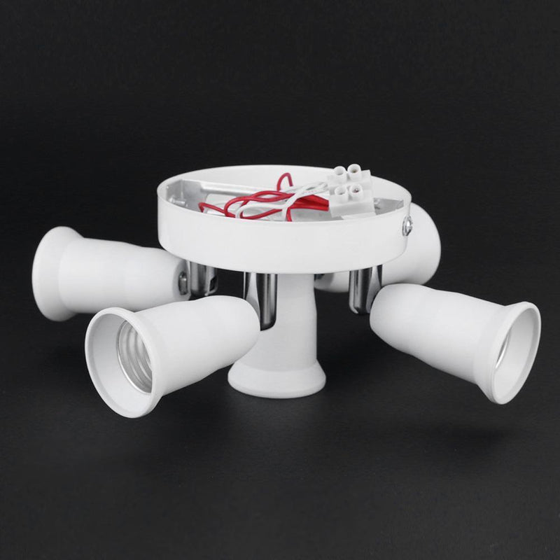 Adjustable E27 Splitter 5 Head Lamp Base LED Bulb Holder Adapter Socket Newly