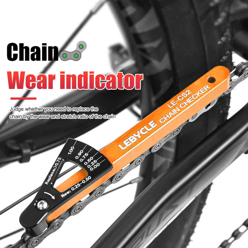 Lebycle MTB Road Bike Chain Wear Indicator Tools Chains Gauge (Orange)