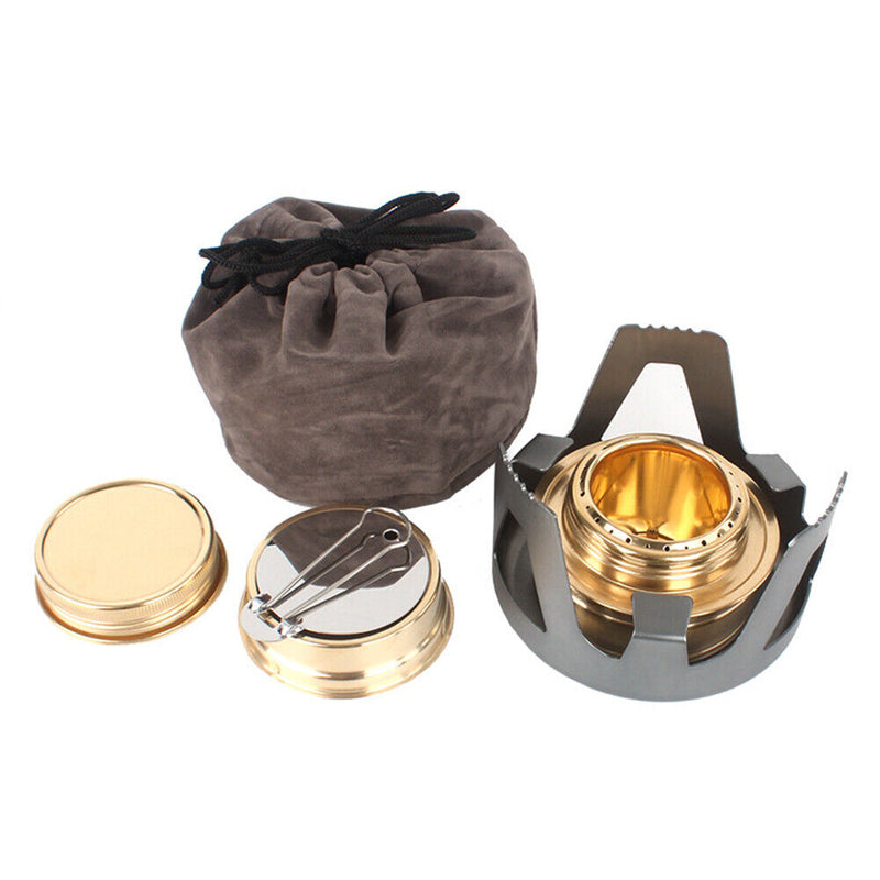 Portable Mini Alcohol Stove Burning w/ Stand Camping Cooking Furnace (Gray)