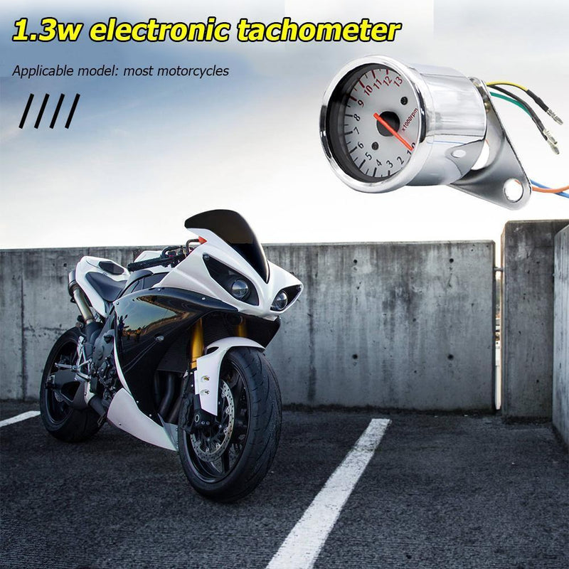 Retro Motorcycle Tachometer 0-13000 Tach RPM Gauge Rev Counter Universal DC