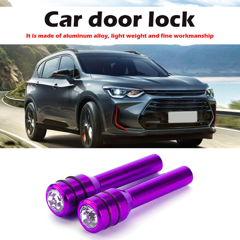 Bling Car Door Lock Knob Aluminum Door Lock Knob Pull Pin 2 Pack (Purple)