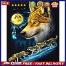 5D DIY Full Drill Round Shape Wolves Rhinestone Diamond Drawing for Bedroom