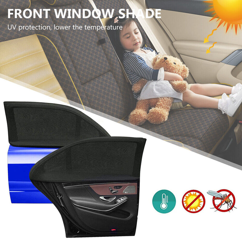 2pcs UV Protection Car Front Rear Side Window Sun Shade Anti-mosquito Net
