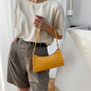 PU Alligator Pattern Underarm Bag Women Retro Solid Color Handbag (Orange)