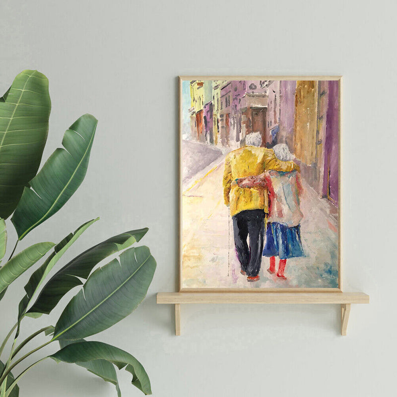 Old Couple DIY Coded Hand Painted Drawing Oil Paint Kit by Numbers Home Decor