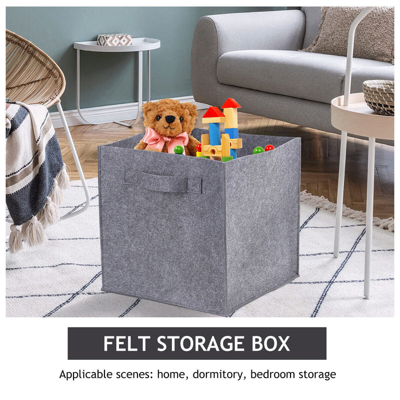 Storage Basket Bins - Foldable Storage Boxes with Handles - Rectangular (Grey)