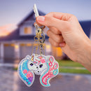 6pcs Rainbow Horse Diamond Painting Keychain DIY Key Ring Pendants (YSK089)