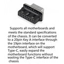 Motherboard USB3.0 19P/20P to TYPE-E 90 Degree Adapter Chassis Front Type C Port