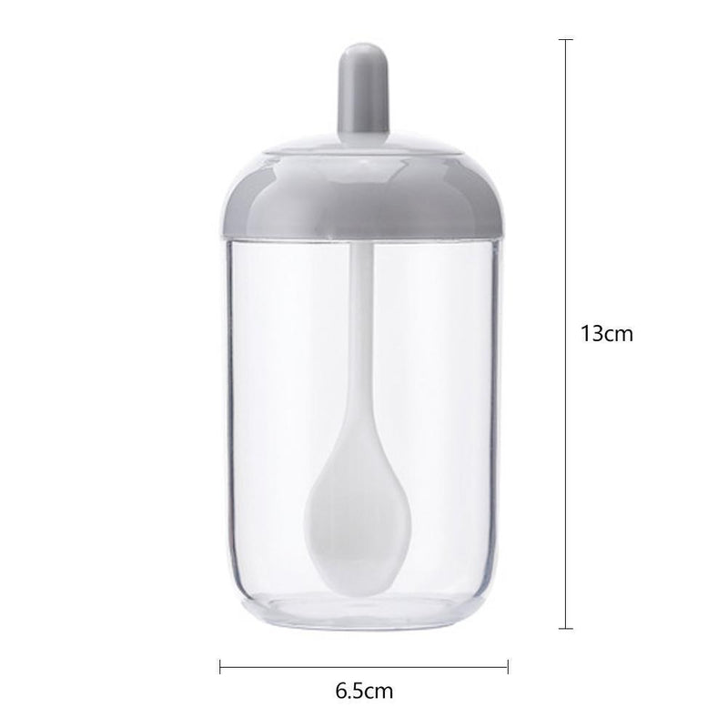 Plastic Spice Salt Pepper Seasoning Bottle Condiment Jar Kitchen Tools w/Spoon