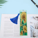 5D DIY Sunflower Mosaic Rhinestone Cross Stitch Leather Page Marker Bookmark