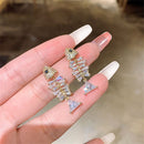 Women Elegant Dangle Zircon Drop Ear Stud Rhinestone Ear Clip Fish Earrings