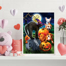 Frameless Oil Paint By Numbers DIY Halloween Dog Cat Picture Craft for Home