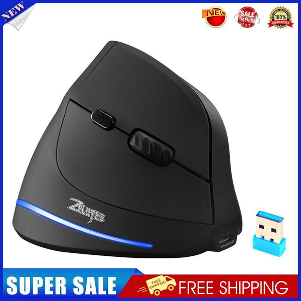 ZELOTES F-35 6 Keys Wireless Rechargeable 2400DPI Adjustable Vertical Mouse