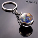 Solar System Metal Pendant Galaxy Earth Mars Glass Moon Keychain (Mercury) Newly