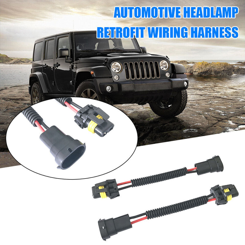 2pcs H11 Male to 9005 9006 Female Wiring Harness Car Headlight Adapter Socket