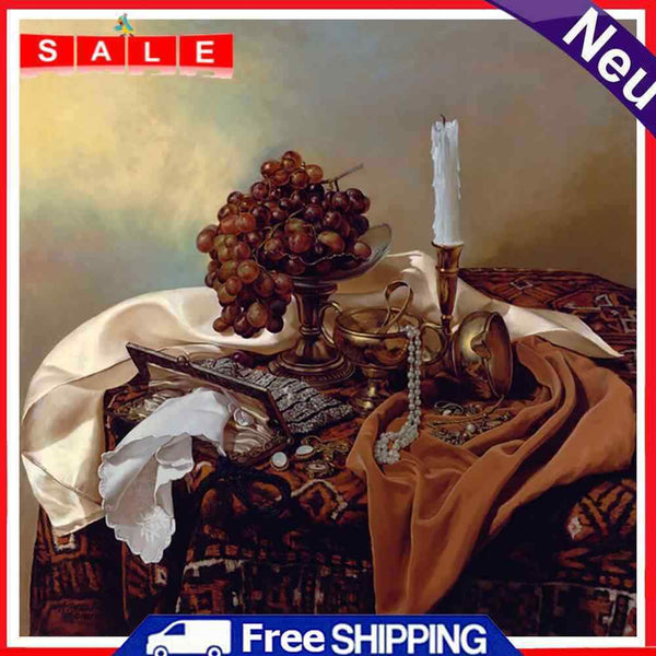 5D DIY Diamond Painting Fruit Candlestick Full Drill Cross Stitch Embroidery Kit