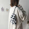Women Plush Crossbody Bag Cow Milk Print Shoulder Drawstring Mini Handbags