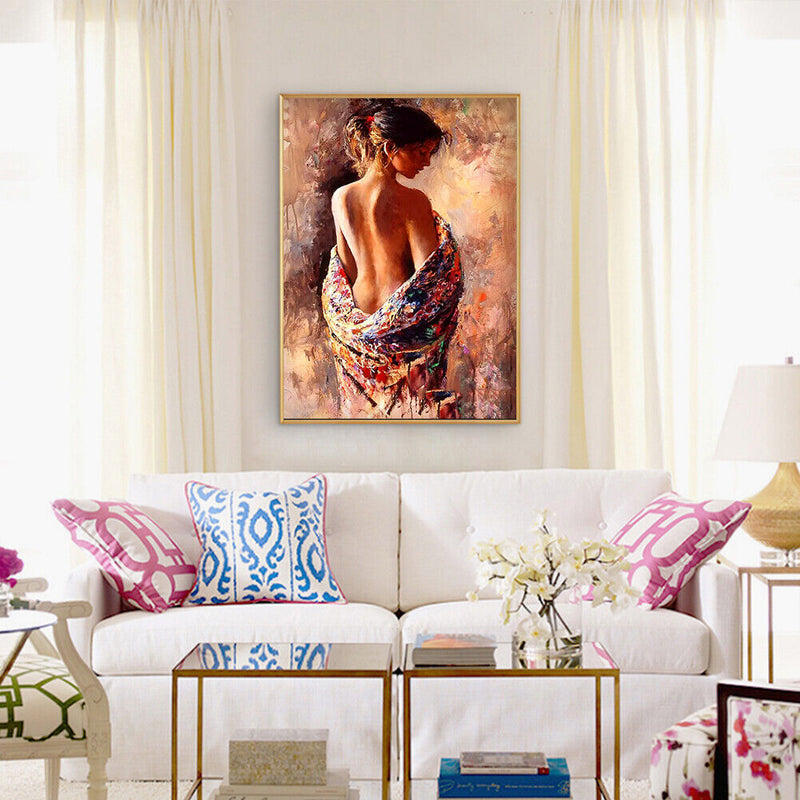 Full Round Picture DIY 5D Charming Woman Drill Diamond Painting Kit Wall Paste