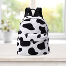 Fashion Winter Fluffy Women Soft Plush Printed Cow Backpack Girls School Bags