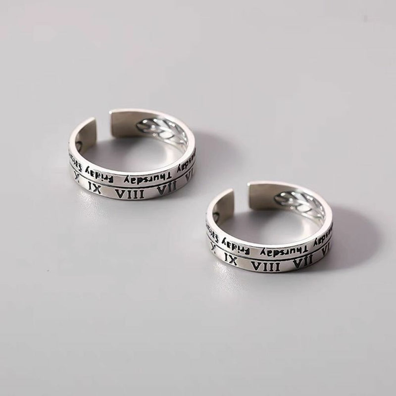 Wind Niche Design Roman Digital Rings Couples Tail Rings Adjustable Opening