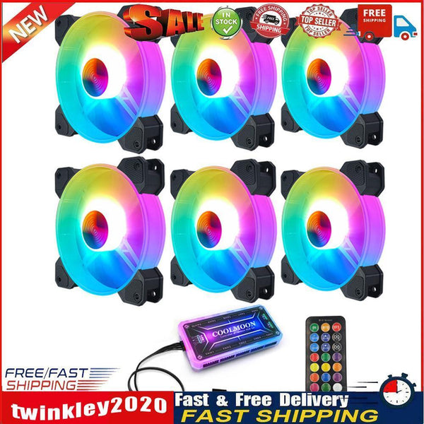 COOLMOON 120mm RGB Cooling Fan Chassis Gorgeous Quiet Radiator (6 Fans) Newly