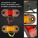 Red Amber Front Rear Side Marker Indicators Truck Trailer LED Lights 2.5"