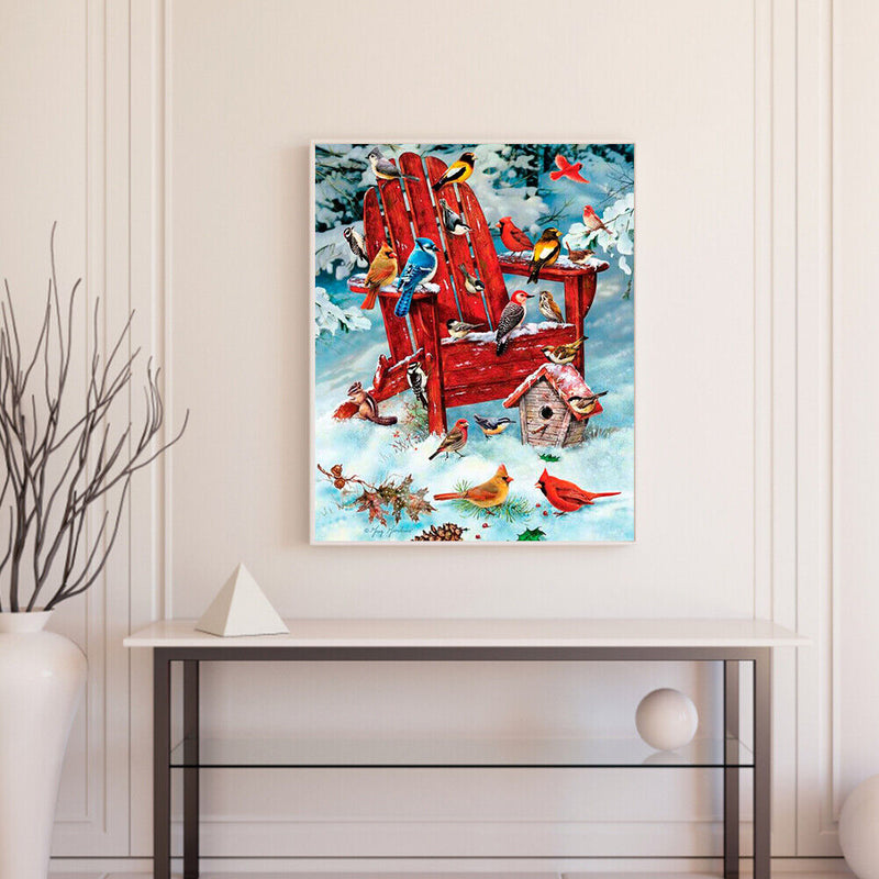 Birds in Snow Oil Paint By Numbers Kit DIY Frameless Drawing Picture for Adults