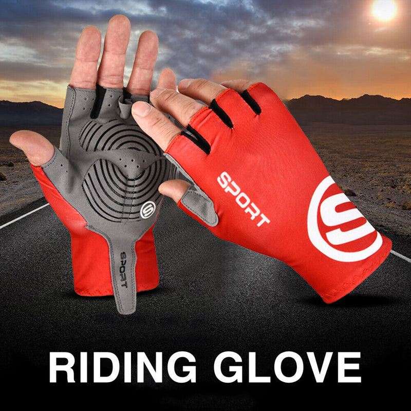 #A Ice Silk Cycling Gloves Breathable Anti-skid Adults Women Men Half Finger Glo