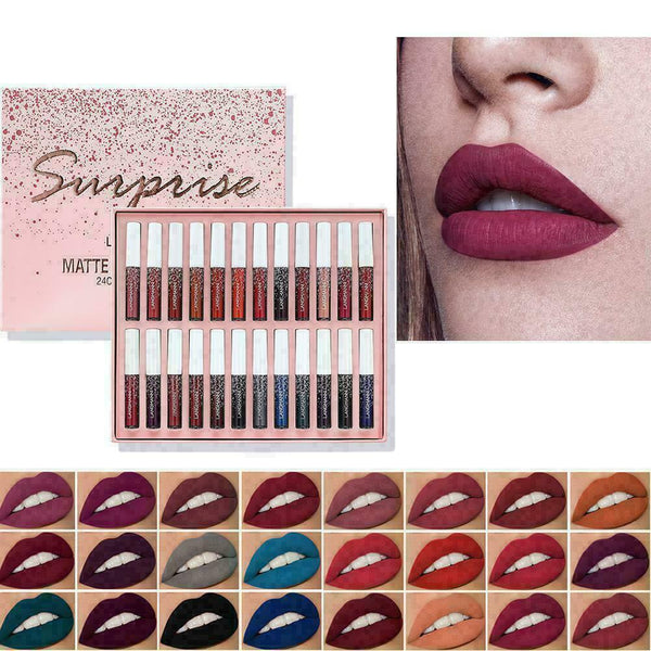 Waterproof Long Lasting Velvet Matte Lipstick Makeup Colors Q6H9 Gloss 24 F7V0