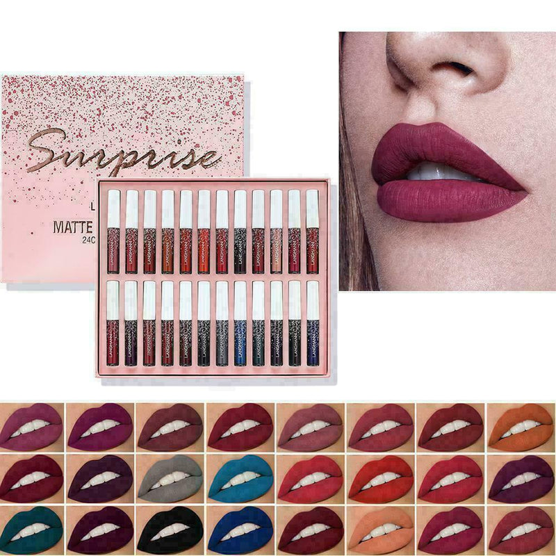 Waterproof Long Lasting Velvet Matte Lipstick Makeup Colors Q6H9 Gloss 24 F7V0