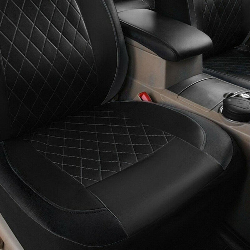 Black Leather 5-Sits Car Seat Covers Front Rear Full Interior Cushion 9Pcs