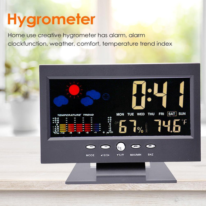 Digital Temperature Humidity Monitor Clock LCD Display Indoor Home Weather