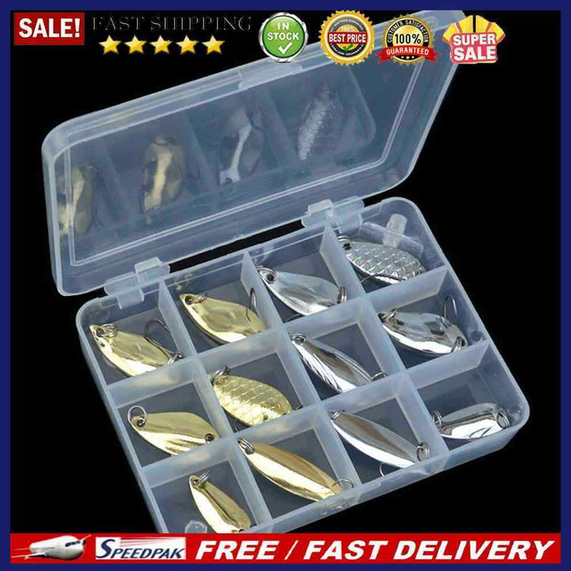 12pcs Trout Spoon Bait Metal Fishing Lure Hard Jigs Baits Fishing Tackles Tools