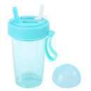 420ml Dual Straw Cup Outdoor Drinking Beverage Water Bottle (Mint Blue) Newly