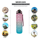 1L Sports Water Bottle with Marker Large Capacity Fitness Drink Cups (D) Newly