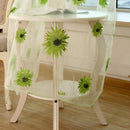 Sunflower Print Window Door Curtain Tulle Curtains for Living Room (Green)