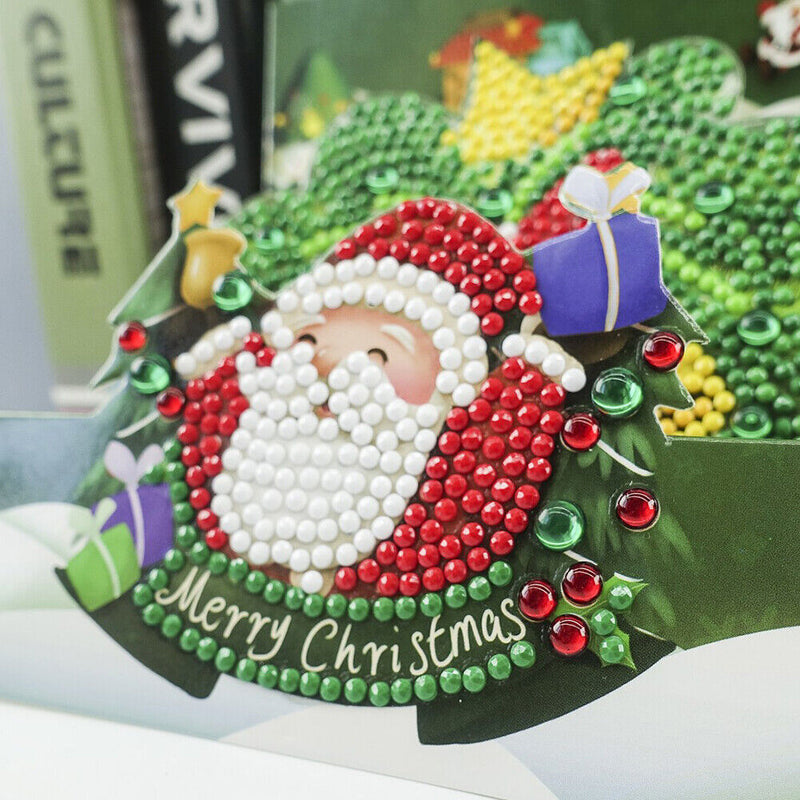 Santa Claus 5D DIY Special Shaped Diamond Painting Greeting Card Handmade Cards
