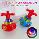 LED Light Up Flashing UFO Spinning Top Funny Music Gyro Christmas Gift Kid x 1#