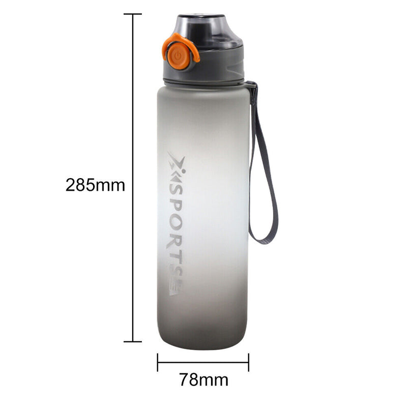 1000ML Plastic Water Bottle with Handle One-button Lock Space Cup (Black) Newly