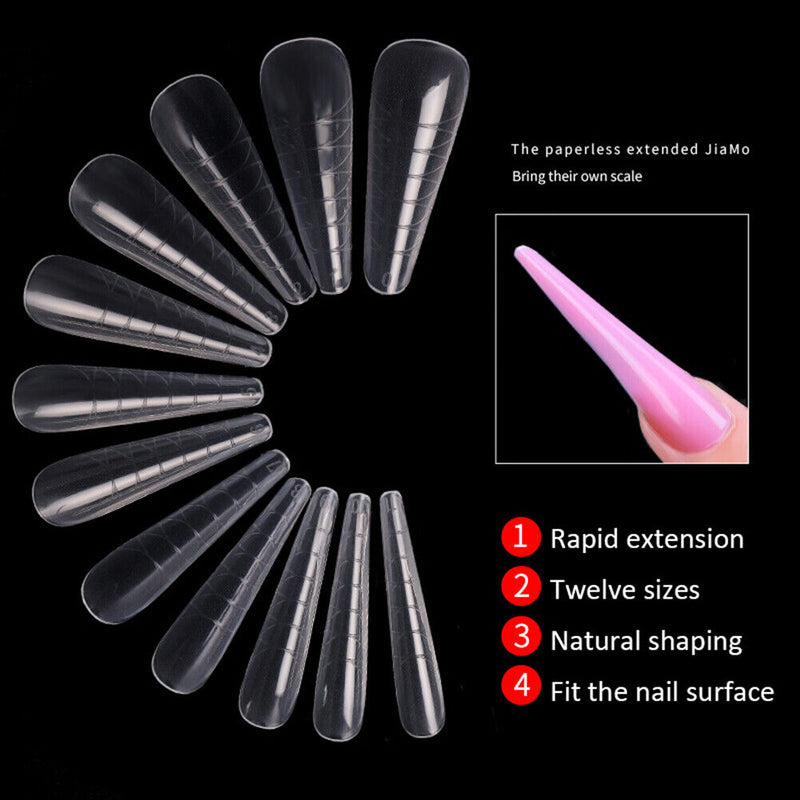120pcs Nail Pieces Scaled Nail Extension Mold Glue Pointed Nails Manicure Tools