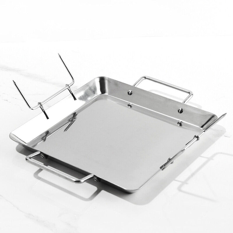 Stainless Steel BBQ Chicken Roaster Tray Oven Roasting Pan Barbecue Grill R