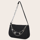 Fashion Women Butterfly Chain Underarm Bag Casual Small Handbags (Black)